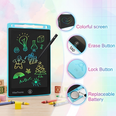 Vibetronic™ 8.5 Inch Reusable LCD Writing Tablet for Kids | Educational Electronic Slate & Digital Drawing Pad (Best Birthday & Eid Gift)